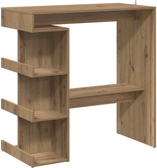 vidaXL Bartafel met opbergrek 100x48x101,5 cm artisanaal eikenkleurig