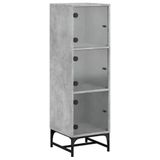 vidaXL Hoge kast met glazen deuren, betongrijs, 35x37x120 cm