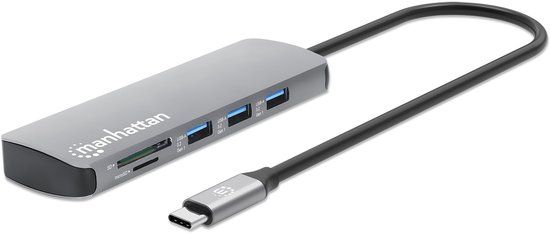 Manhattan 190459 laptop dock & poortreplicator Bedraad USB 3.2 Gen 1 (3.1 Gen 1) Type-C Grijs