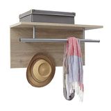FMD 441-001_ei wandgarderobe, met gordijnroede en 4 haken, eiken