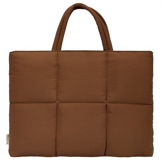 Selencia Vaya Puffy Laptoptas - Laptop Tas tot 16 inch Laptops - Mocha Brown