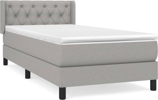 vidaXL Boxspring met matras stof lichtgrijs 80x200 cm