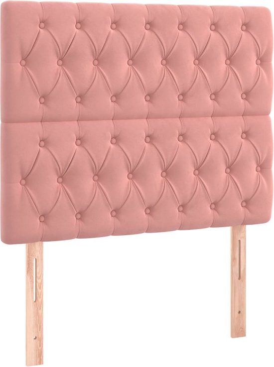 vidaXL Hoofdbord Roze Fluweel 90x7x118/128 cm