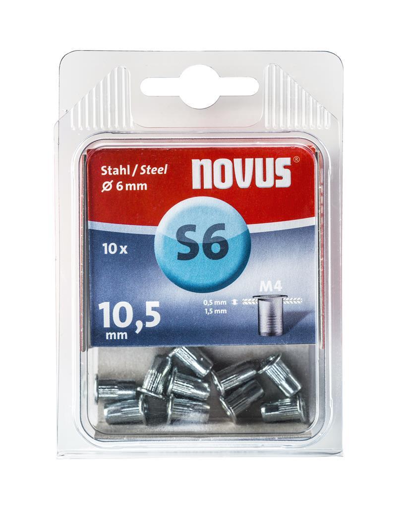 Novus Blindklinkmoer M4 X 10,5mm, Staal, 10 st. - 045-0044