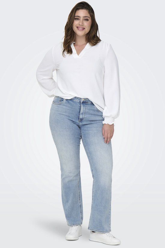 ONLY CARMAKOMA Dames Jeans High Waist Flared Blauw Katoen