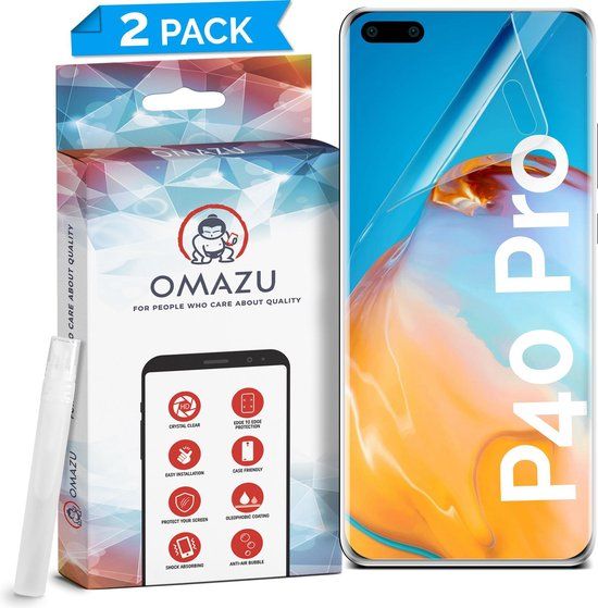 Huawei P40 Pro OMAZU 3D Flex TPU Screenprotector (2-Pack) - Fingerprint Scanner Compatible