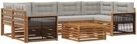 vidaXL Hoek loungeset 6 zitplaatsen Naturel en lichtgrijs Acacia hout