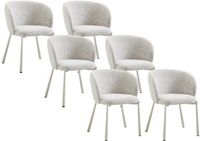 Vente-unique Set van 6 stoelen in tweedstof en metaal - Crème - SIJOLA