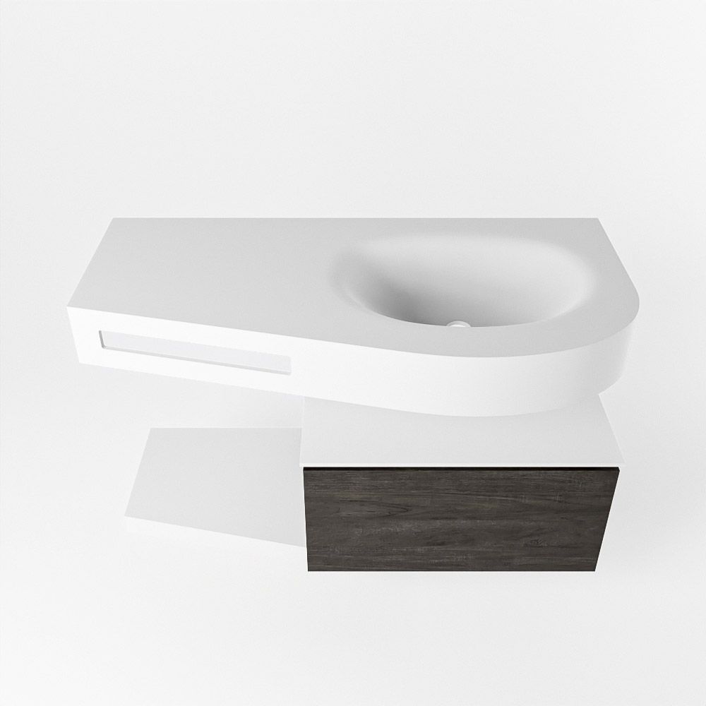 Mondiaz Riva Dulcet badkamermeubel rechts 100cm - Talc/Dark Brown