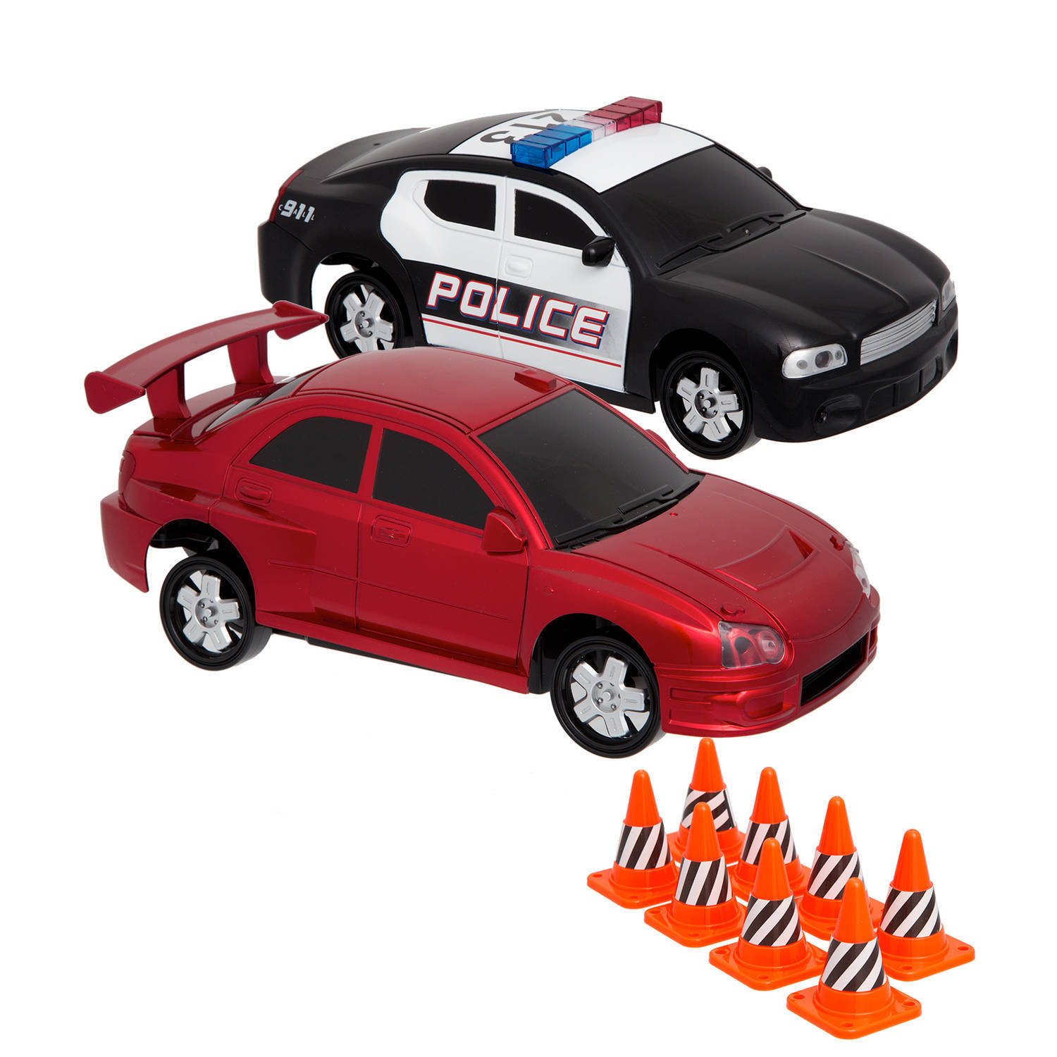 Sharper Image RC raceset politie en race auto – 2 spelers – met pionnen