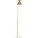 Acier Lampadaire De Salon En Acier Avec Abat-jour Conique Orientable, Socle En Marbre, 40 W, 35 X 26 X 153 Cm, Doré