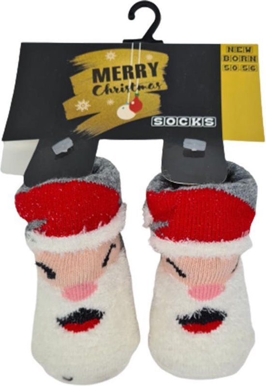 Merkloos Kerst Kerstman Babysokken - 0-6 maanden - Unisex - 1 paar