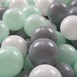 KiddyMoon Ballenbak ballen voor Kinderen 7 cm 100 Stuks - Kinderballen voor ballenbad - BPA-vrij - Wit Grijs Munt