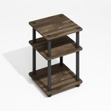 Furinno TURN-TUBE Bijzettafel, 3-laags bijzettafel met open plank, nachtkastje, nachtkastje, eenvoudige montage, voor woonkamer, slaapkamer, bruin walnoot