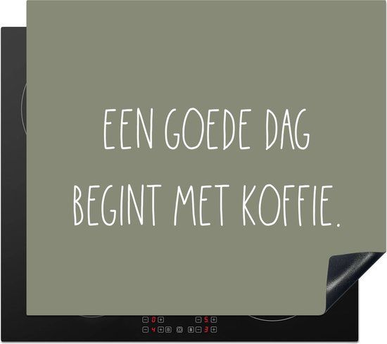 KitchenYeah® Inductie beschermer 57.6x51.6 cm - Een goede dag begint met koffie - Inductie kookplaat accessoire