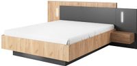 Vente-unique Bedframe hout antracietgrijs, natuurlijk licht 140 x 190 cm