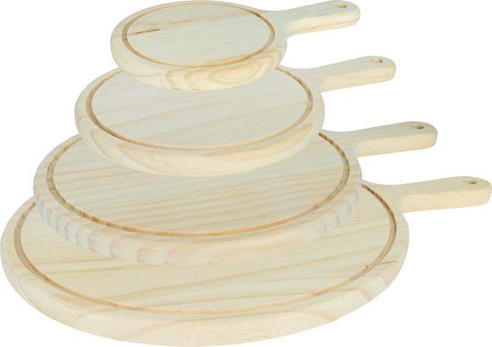 Krumble Serveerplank rond - Set van 4 - Hout