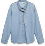 VERO MODA VMVIONETTE LS DENIM BOW SHIRT YO327 Dames Blouses M Katoen Medium Blue Denim