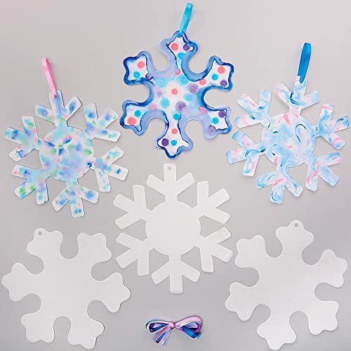 Baker Ross FX302 Sneeuwvlok Kleurverspreidende Papiervormen - Pak van 30, Winter Kerst Papierdecoraties, Hangende Kerstdecoraties, Kunst en Knutselen voor Kinderen