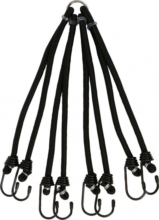 Carpoint Bagagebinder Ø 8mm 8 haken 30-55cm - Zwart