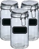 Zeller Weckpotten/inmaakpotten - 4x - 750 ml - glas - met beugelsluiting - incl. etiketten