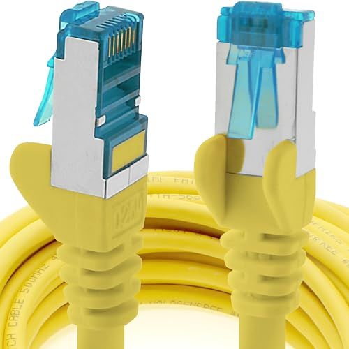 1aTTack.de 2m - CAT6a - Netwerkkabel geel - 1 stuk CAT 6 A patchkabel 10000 Mbit/s SFTP PIMF 500 MHz compatibel met CAT5 CAT6 CAT7 DSL Internet Switch Router