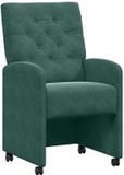 vidaXL Eetkamerstoelen met wielen, 2 stuks, donkergroen, fluweel