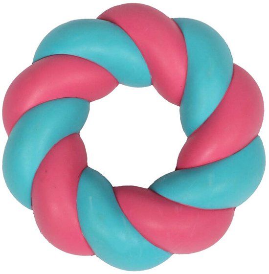 Coockoo Hondenspeeltje Mallow Ring Blauw Roze Rubber