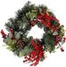 Mica Decorations Harvey Couronne de Noël avec Pommes de Pin - H11 x Ø40 cm - Rouge