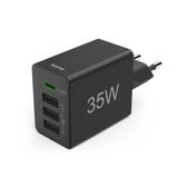 Hama 35W Snellader - 1x USB-C PD, 3x USB-A QC - mini - Zwart