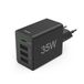 Hama 35W Snellader - 1x USB-C PD, 3x USB-A QC - mini - Zwart