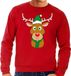 Bellatio Decorations Shoppartners Bv Foute kersttrui / sweater met Rudolf het rendier met groene kerstmuts rood voor heren - S