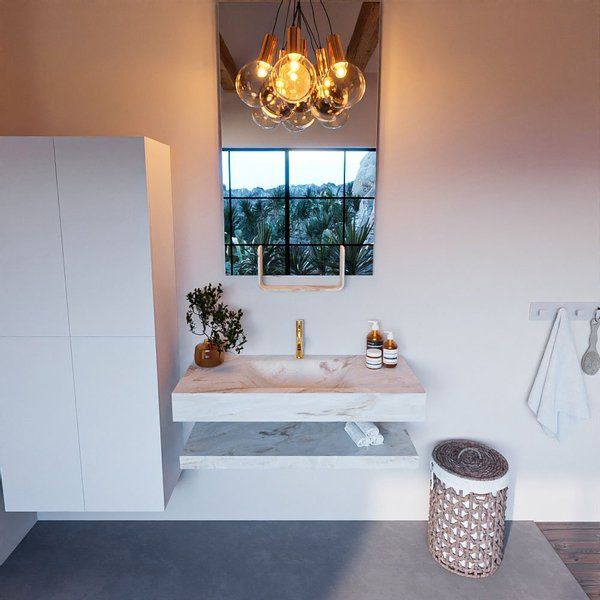 MONDIAZ ALAN-DLUX Badmeubelset 100cm Frappe met vrijhangende wastafel 1 kraangat Frappe