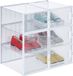 Merkloos Relaxdays schoenenbox, set van 6, stapelbaar, kunststof, tot schoenmaat 45, opvouwbaar, ventilatiegaatjes, transparant