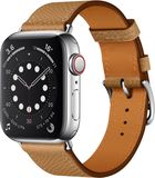 By Qubix - Lederen bandje - Licht Bruin - Geschikt voor Apple Watch 44mm / 45mm / 46mm / 49mm
