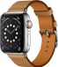 By Qubix - Lederen bandje - Licht Bruin - Geschikt voor Apple Watch 44mm / 45mm / 46mm / 49mm