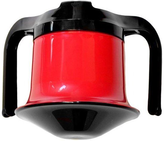 Adhome Tuimelbeker met 2 handvatten deksel en tuitje - rood 250 ml