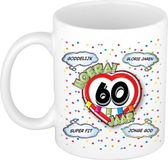 Bellatio Decorations Mok 60 jaar - wit - glorie jaren - 300 ml - keramiek