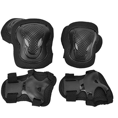 DAUERHAFT Beschermende uitrusting voor volwassenen, Ademende beschermende uitrusting voor rolschaatsen, absorbeert zweet, geschikt voor inlineskates en liefhebbers van extreme schaatsen (black)