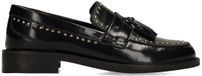 Manfield Dames Zwarte Leren Loafers Met Studs Maat 36