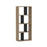 WELL HOME MOBILIARIO & DECORACIÓN Decoratieve boekenkast voor woonkamer of slaapkamer, melamine gecoate spaanplaat, kleur: saffier eiken, antraciet, 140 x 60 x 25 cm