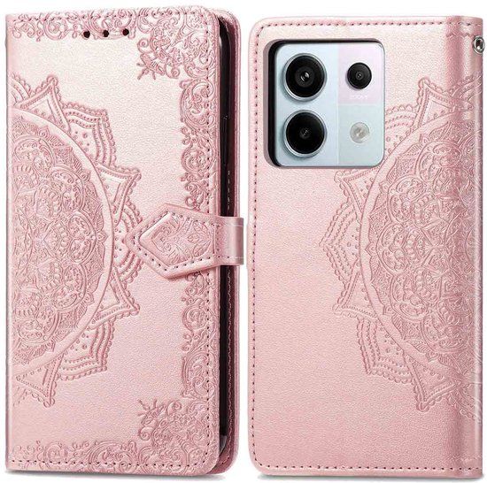 imoshion Hoesje - Geschikt voor Xiaomi Redmi Note 13 Pro (5G) / Xiaomi Poco X6 - Mandala Bookcase - Rosé Goud
