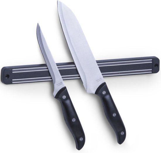 Zeller Magnetische Messenhouder strip - Zwart - Voor aan de muur - 33 cm