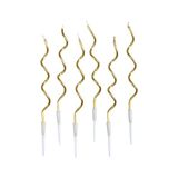Homéa Set van 12 gouden spiraalkaarsen met houder, hoogte 12,5 cm, gouden confetti