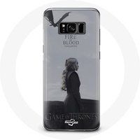 Maniacase Samsung Galaxy S8 Plus Hoesje Game of Thrones Seizoen 8 Daenerys Targaryen Vuur en Bloed De IJzeren Troon Grijs Logo