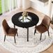 STILVORA Eettafelset 100 Cm - Ronde Tafel Met 2 Stoelen En Glasinzet - Voor Eetkamer En Woonkamer - MDF Metaal - Bruin Zwart