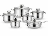Swiss Haus® MC2012 Set de casseroles Induction - Set de 12 casseroles - Sans PFAS - Set avec marmites, poêle et casserole - Casseroles pour toutes les sources de chaleur - Inox