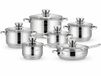 Swiss Haus® MC2012 Set de casseroles Induction - Set de 12 casseroles - Sans PFAS - Set avec marmites, poêle et casserole - Casseroles pour toutes les sources de chaleur - Inox