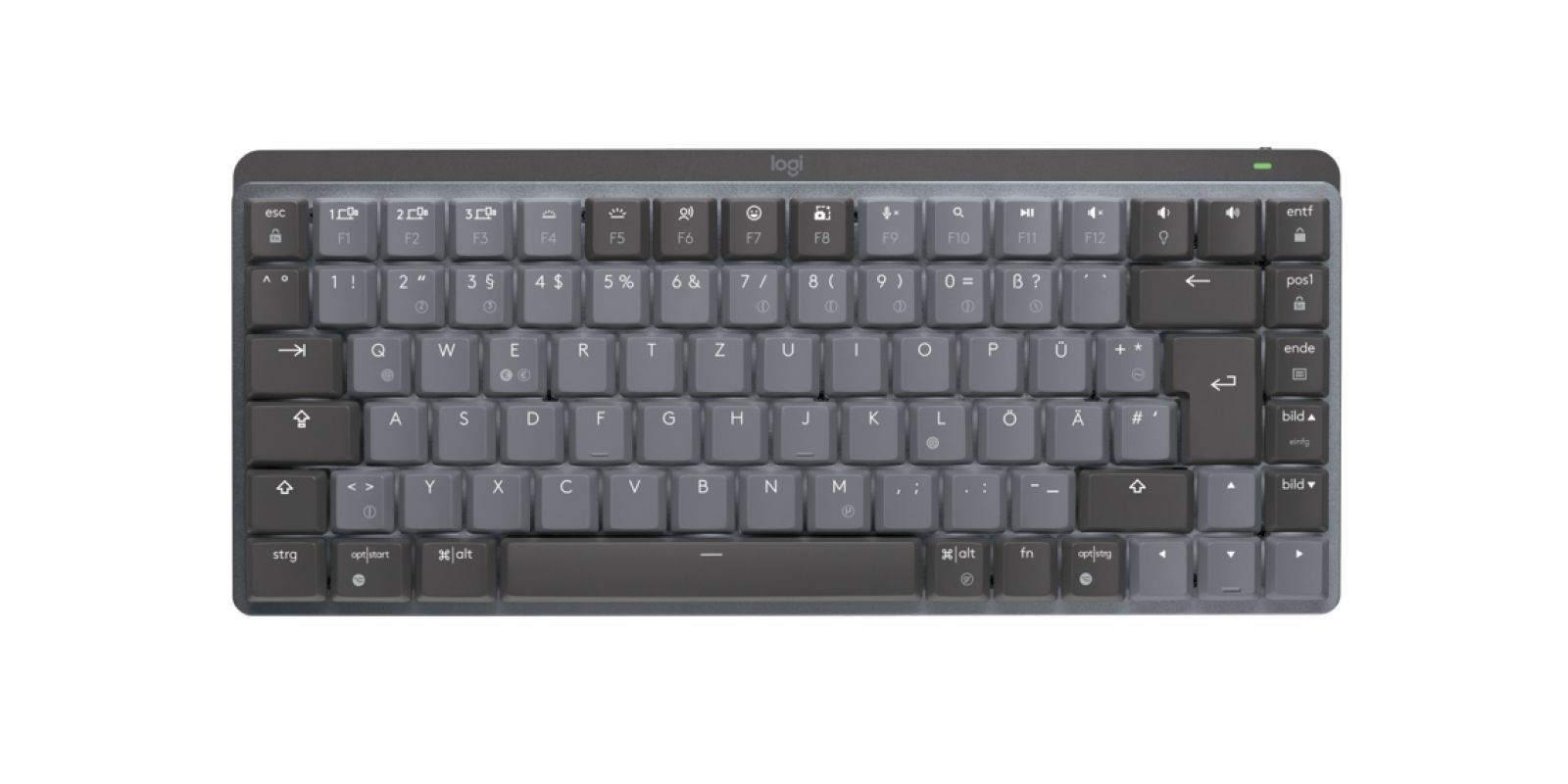 Logitech MX Mini Mechanical Keyboard - Wireless - QWERTZ German - Graphite/Grey