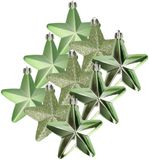 Decoris kersthanger sterren - 12x st - groen - 7 cm - kunststof